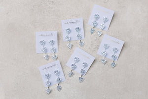 Silver Palm Diamond Drop Earrings
