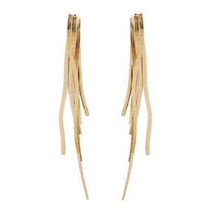 Skinny Gold Cascading Tassel Minimalist Statement Earrings