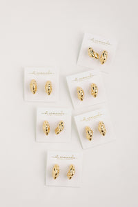 Crumpled Gold Vintage Style Huggie Hoops