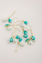 Natural Pearl and Evil Eye Threader Statement Earrings