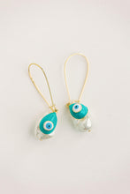 Natural Pearl and Evil Eye Threader Statement Earrings