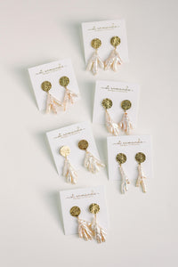 Gold Coin & Coral Vintage Statement Earrings