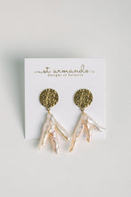 Gold Coin & Coral Vintage Statement Earrings