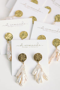 Gold Coin & Coral Vintage Statement Earrings