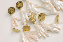 Gold Coin & Coral Vintage Statement Earrings