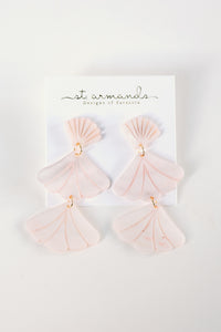 Pink Mermaid Shell Statement Drop Earrings