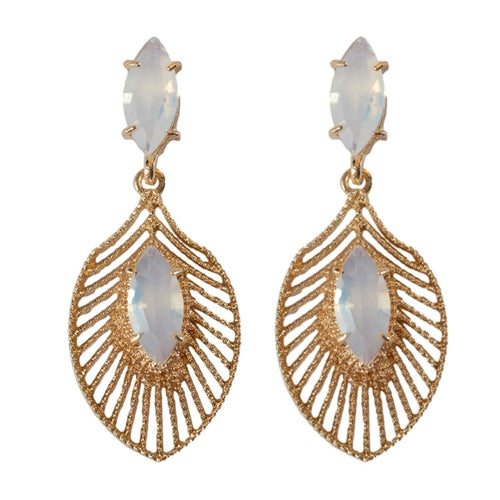 Rose Gold and Frosted Quartz Palm Statement Earrings
