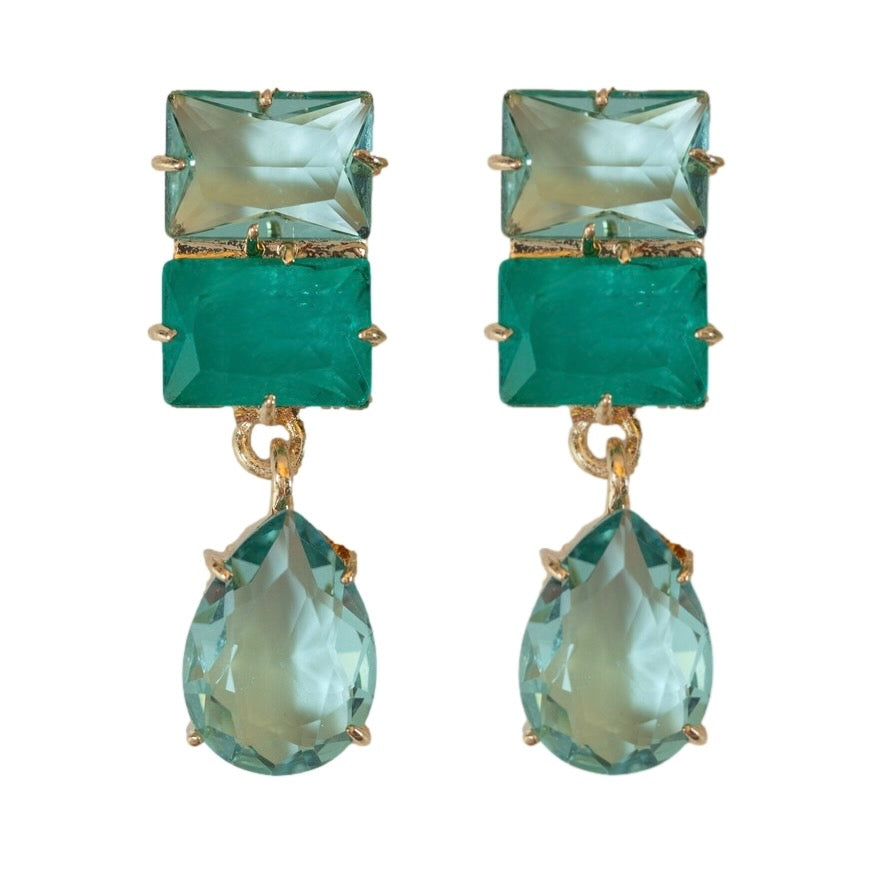 Amalfi Turquoise Ombre Gem Drop Statement Earrings