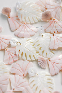 Pink Mermaid Shell Statement Drop Earrings