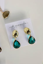 Vintage Chunky Gold and Green Statement Drop Earrings