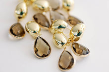 Vintage Chunky Gold and Brown Quartz Statement Drop Earrings