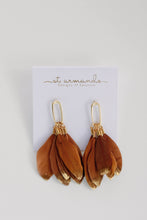 Caramel Gold Dipped Feathers Statement Earrings