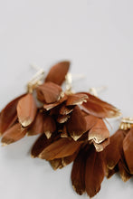 Caramel Gold Dipped Feathers Statement Earrings