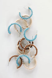 Natural Studded Pearl Raffia Statement Hoop Earrings
