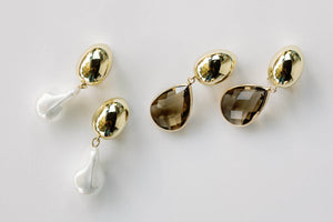 Vintage Chunky Gold and Pearl Statement Drop Earrings