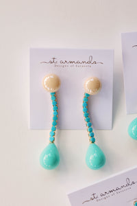 Turquoise and Coral Swingy Statement Earrings