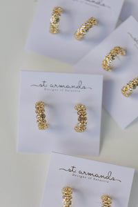 Double Diamond Chunky Gold Hoop Earrings