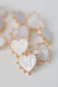 Gold Studded Pink Tortoise Heart Earrings