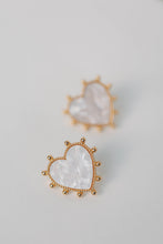 Gold Studded Pink Tortoise Heart Earrings