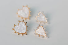 Gold Studded Pink Tortoise Heart Earrings