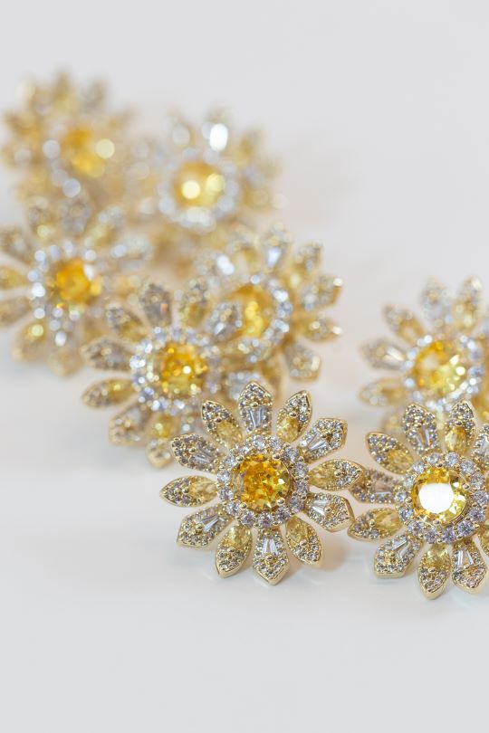 Tuscan Sun Canary Pavé Bloom Statement Studs