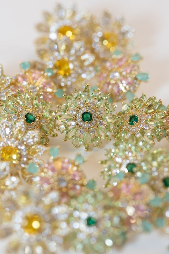 Tuscan Sun Canary Pavé Bloom Statement Studs