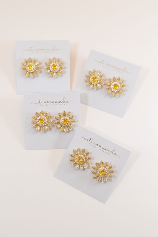 Tuscan Sun Canary Pavé Bloom Statement Studs