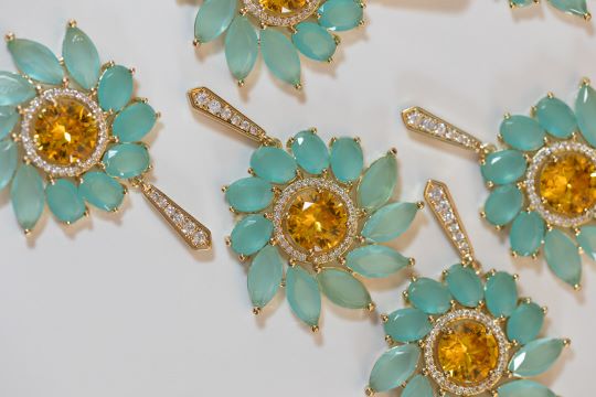 Soleil Bloom Crystal Drop Statement Earrings