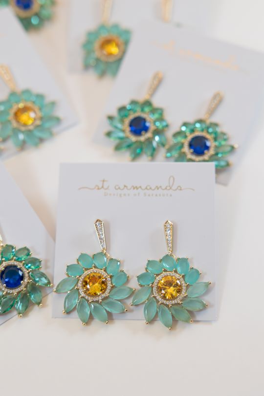 Soleil Bloom Crystal Drop Statement Earrings