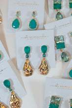 Sculpted Gold Turquoise Drop Statement Earrings