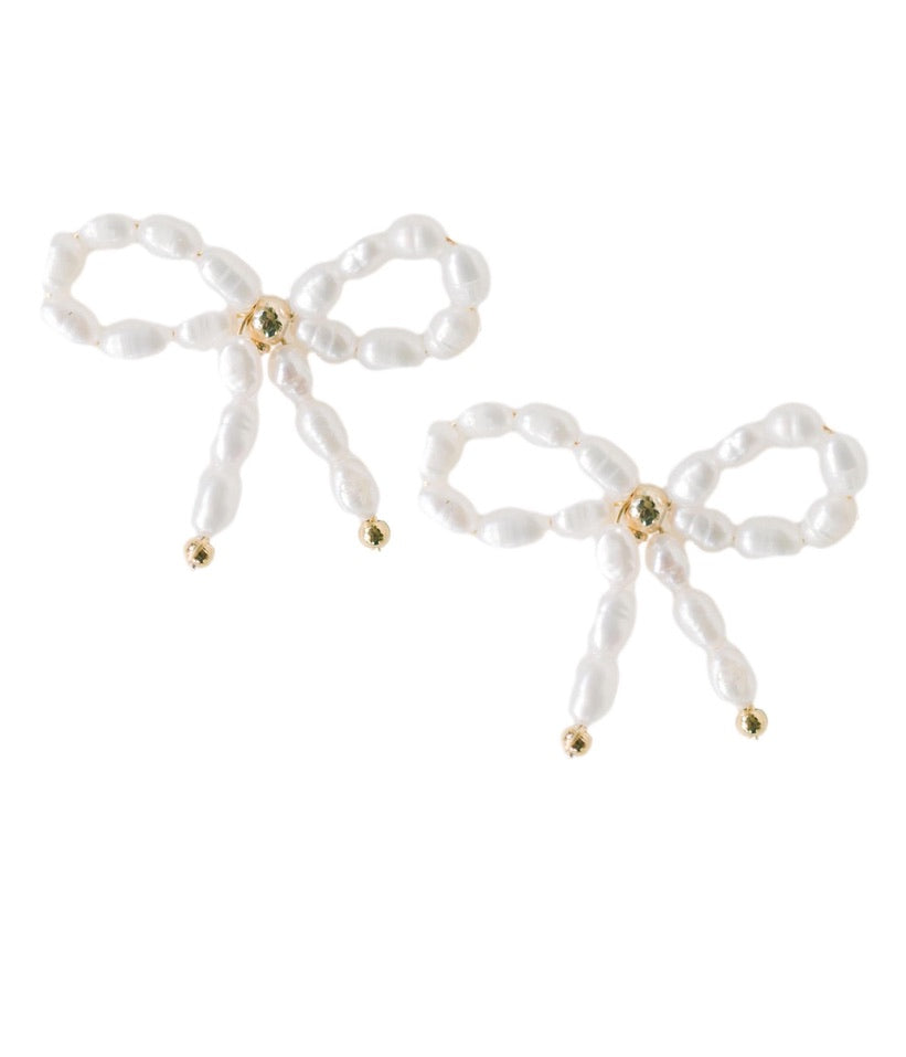 Petite Pearl Bow Statement Earrings St. Armands Designs of Sarasota