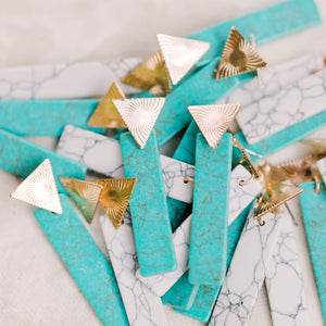 Turquoise and Gold Triangle Drops