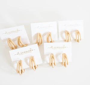 Gold Triple Hoops