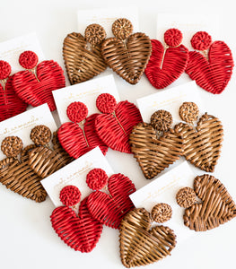 Brown Rattan Hearts