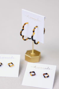Brown Tortoise Quatrefoil Studs