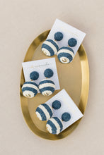 Navy and White Striped Lido Pom Poms