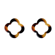 Brown Tortoise Quatrefoil Studs