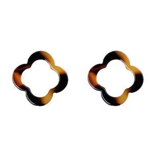 Brown Tortoise Quatrefoil Studs