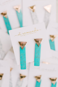 Turquoise and Gold Triangle Drops