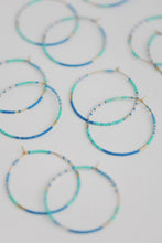 Skinny Blue Beaded Hoops