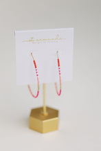 Skinny Pink Beaded Hoops