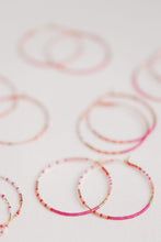 Skinny Pink Beaded Hoops
