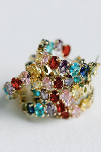 Rainbow Inside-Out Jeweled Hoops