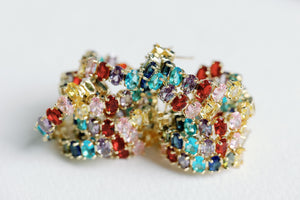 Rainbow Inside-Out Jeweled Hoops