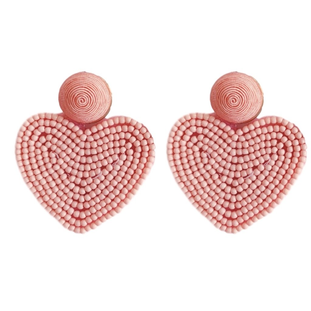 Heart Shaped Earrings Beaded Heart Earrings Beaded Earrings