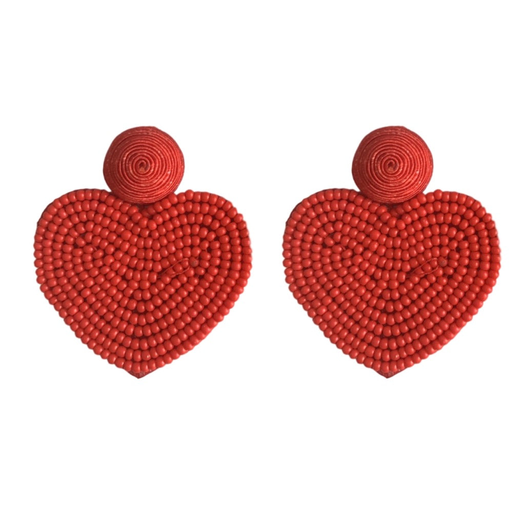 Original St Armands Red Beaded Heart Valentines Day Statement