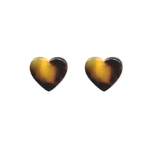 Brown Tortoise Heart Studs