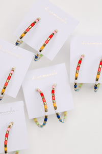 Multi-Colored Rainbow Beaded Hoops