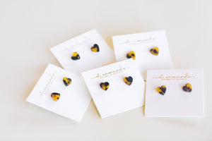 Brown Tortoise Heart Studs
