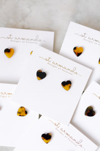 Brown Tortoise Heart Studs